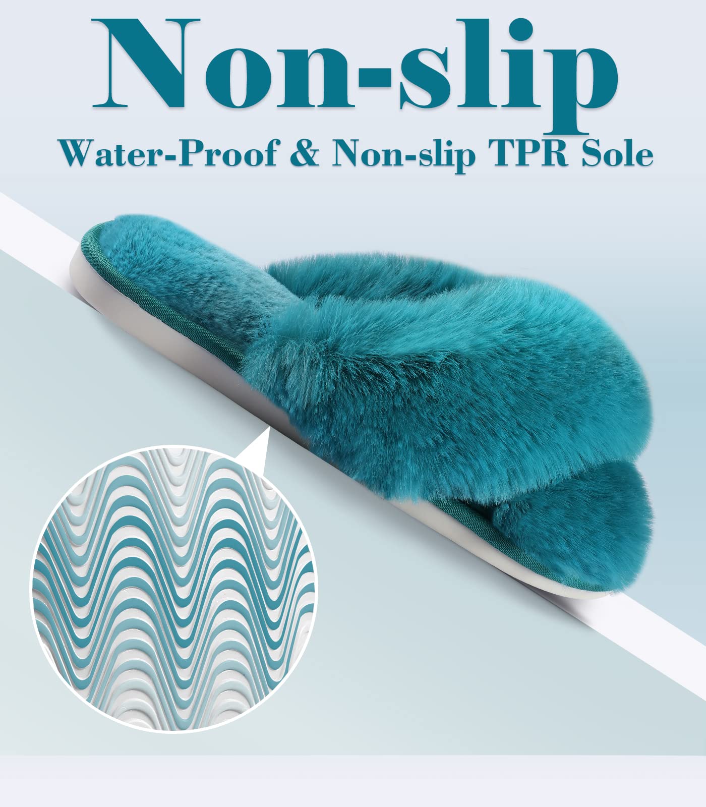 Ankis Womens Fuzzy Memory Foam Slippers Cross Band Cozy Plush Home Slippers Fluffy Furry Open Toe House Shoes Indoor Outdoor Slide Slipper