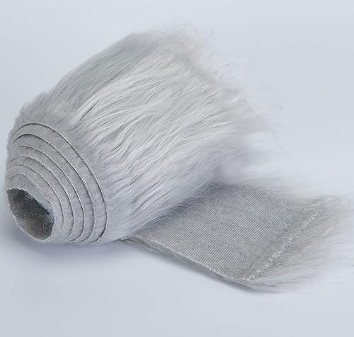 Miniatura 21 de Tiras precortadas de tela de piel sintética lanuda y esponjosa para gnomos, barba, cosplay, decoración enana (blanco, 8 x 60 pulgadas)