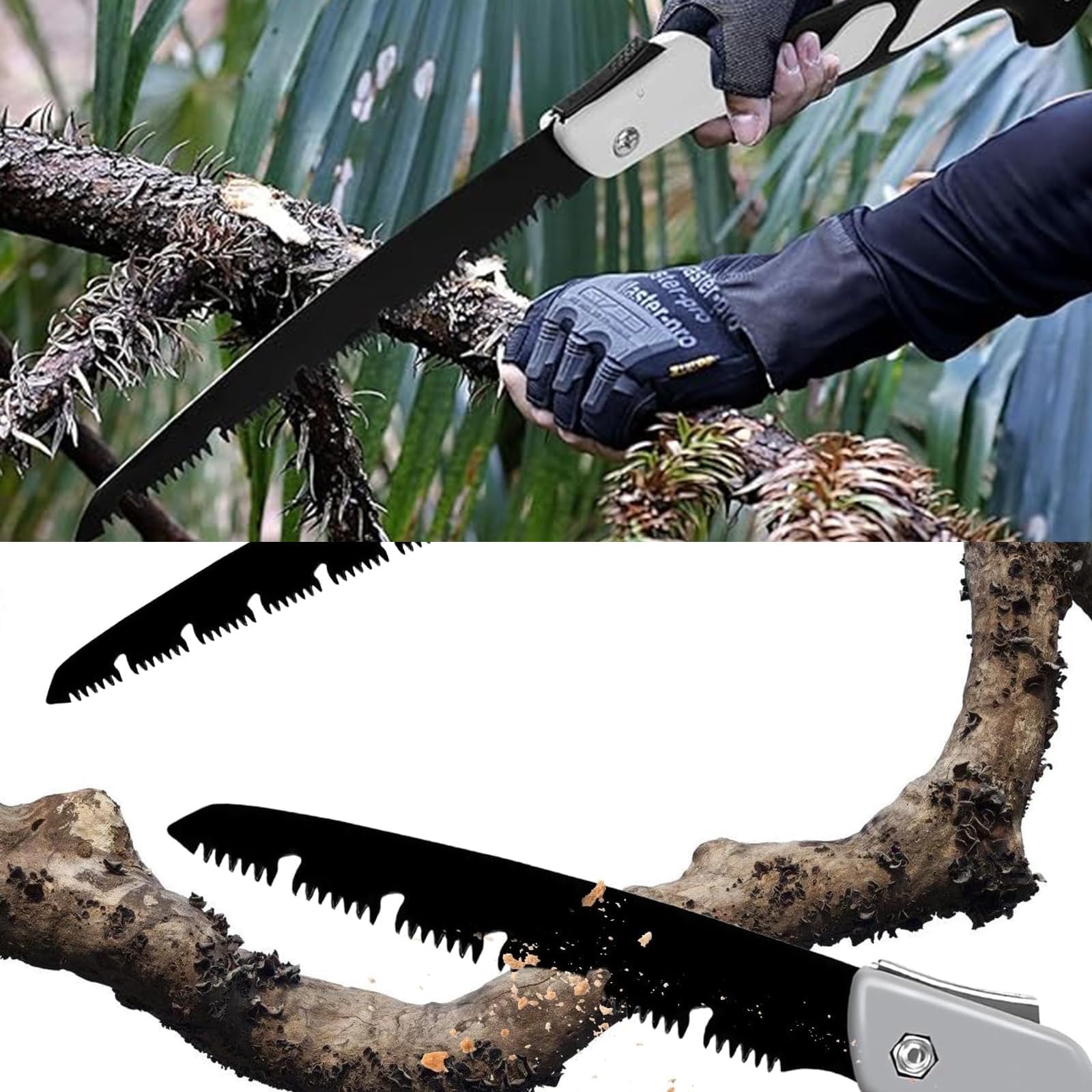 Scie pliante multifonction avec fermeture de sécurité, scie à main, scie pliante multifonction pour jardin, verre, carrelage, bois, métal, plastique, longueur de la lame de scie : 21 cm
