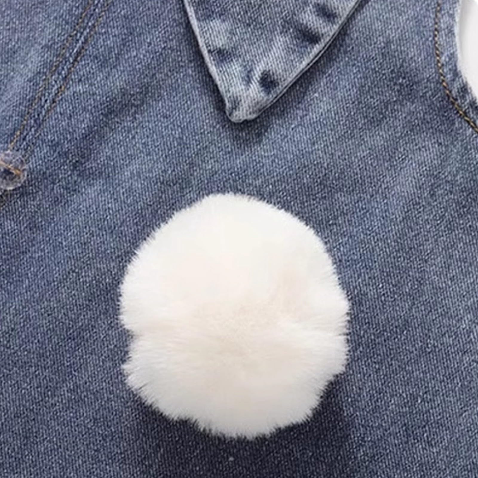 Generico Salopette Jeans Bambino Bambina 3 Mesi-6 Anni con Orecchie da Coniglio e Coda in Morbido Costume Mascotte Coniglio Pasquale Costumi Divertenti Elegante Casual per Carnevale Halloween Festa