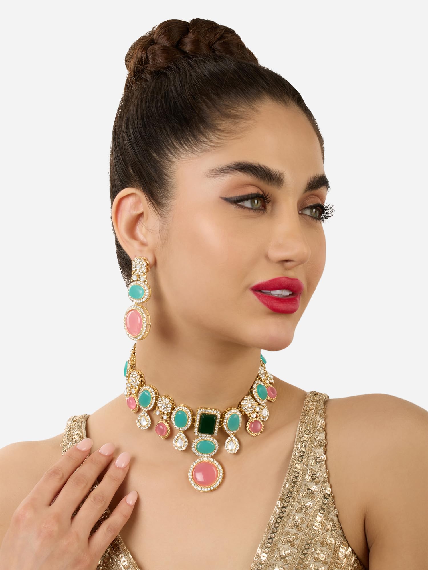 Austrian Diamonds Choker Necklace & Earring Set - ZPFK17552