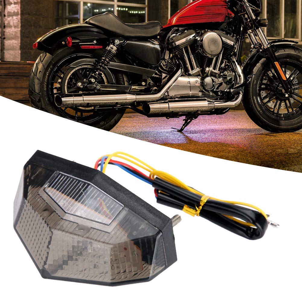Yctze Lámpara de cola LED modificada para motocicleta, luz de advertencia de luz trasera Luz trasera con señal de freno
