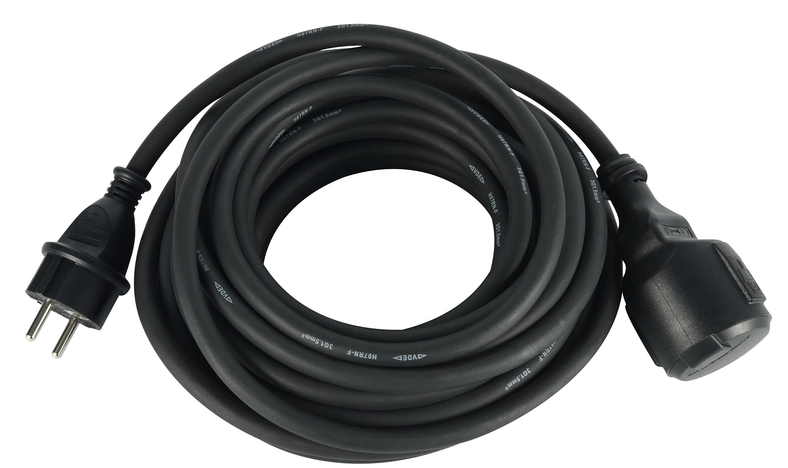 Electraline Rallonge électrique IP44 H07RN-F 3G2.5 16A 5m Noir pour Chantiers et Extérieur