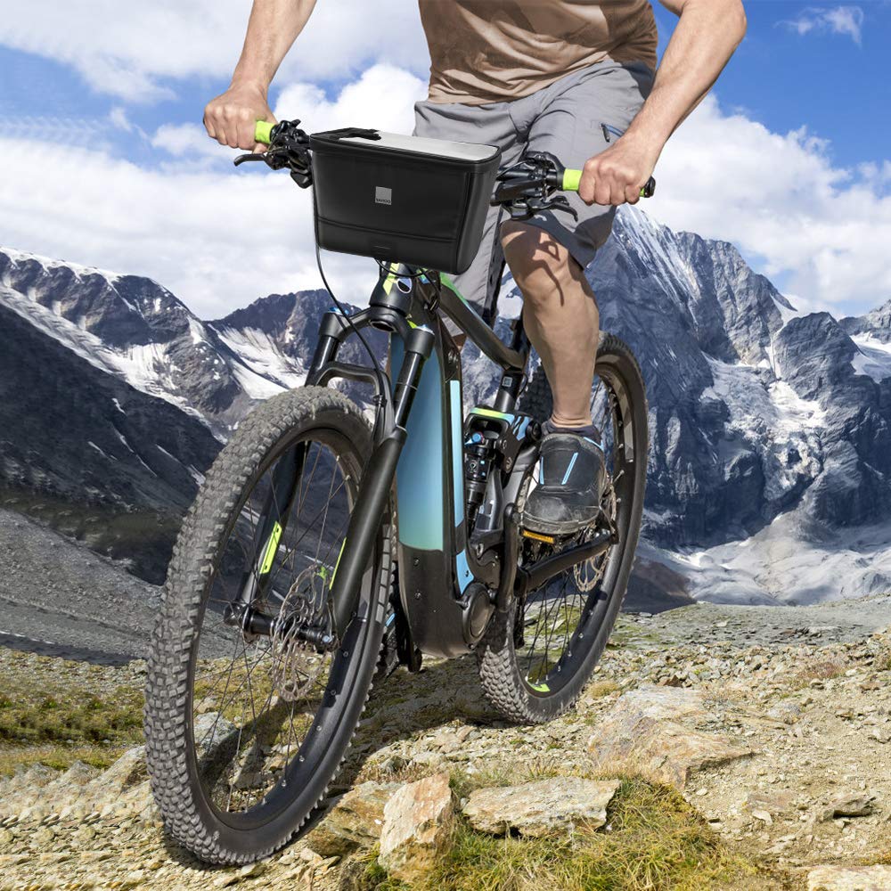 Borsa per manubrio della bicicletta, borsa termica per mountain bike, 2 l, design impermeabile, strisce riflettenti, tessuto cerato