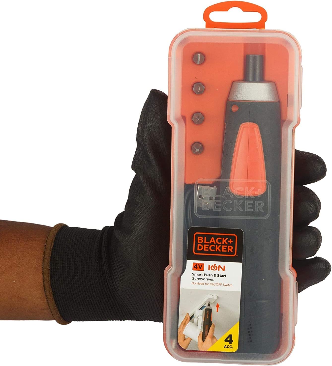 BLACK AND DECKER Cordless Screwdriver 4V Max Li-ion Smart Screwdriver I 4 Accessories I Led Work Light I USB Rechargeable