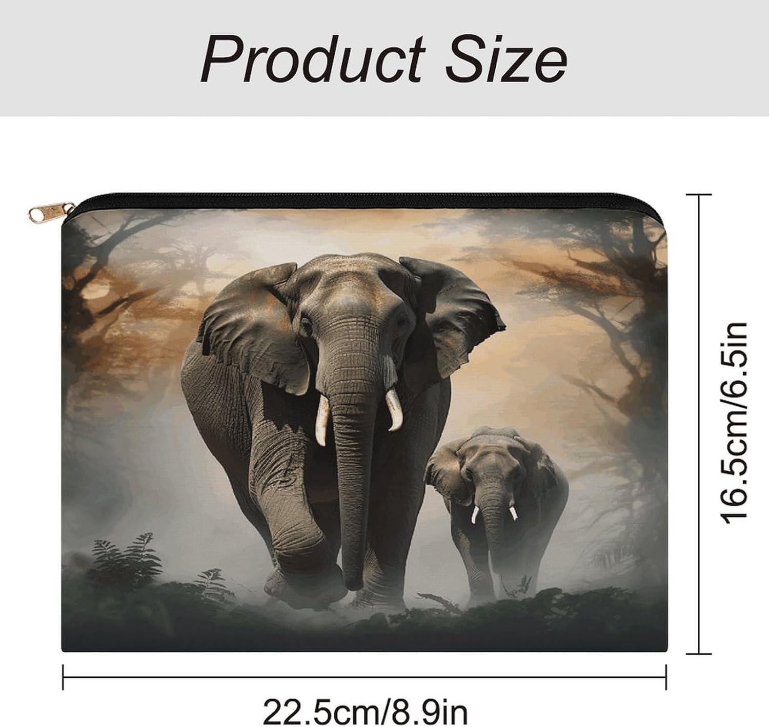 Elephant in The Fog Makeup Bag Toiletry Bag Cosmetic Bag image 2