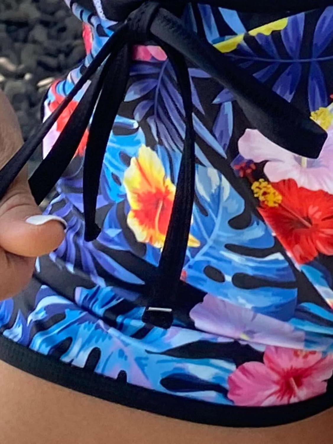 Women's Long Sleeves Rash Guard Athletic Swim Aztec Tankini Sets Swimsuit - Image 4