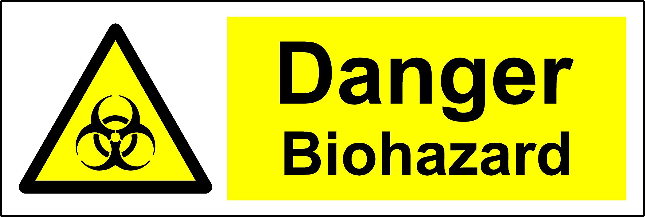 Kpcm Display Ltd Danger Biohazard Safety Sign - Self Adhesive Sticker 300Mm X 100Mm