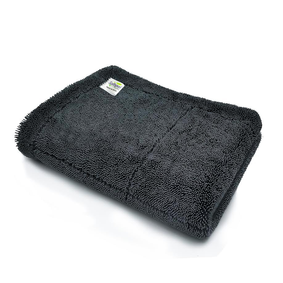 Image of SOFTSPUN Microfiber Cloth for Home - 1600 GSM, 40x60 cms, 1 Pcs, Grey Twisted Loop Super Absorbent Towel - Highly Absorbent Lint and Streak Free Multi Purpose Wash Cloth for Kitchen.