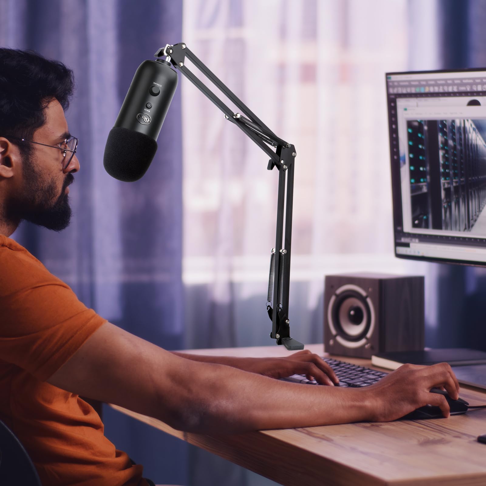 YOUSHARES Blue Yeti Profesjonalny regulowany uchwyt na mikrofon z zatyczką mikrofonową kompatybilny z filtrem pop do mikrofonu Blue Yeti/Yeti Pro