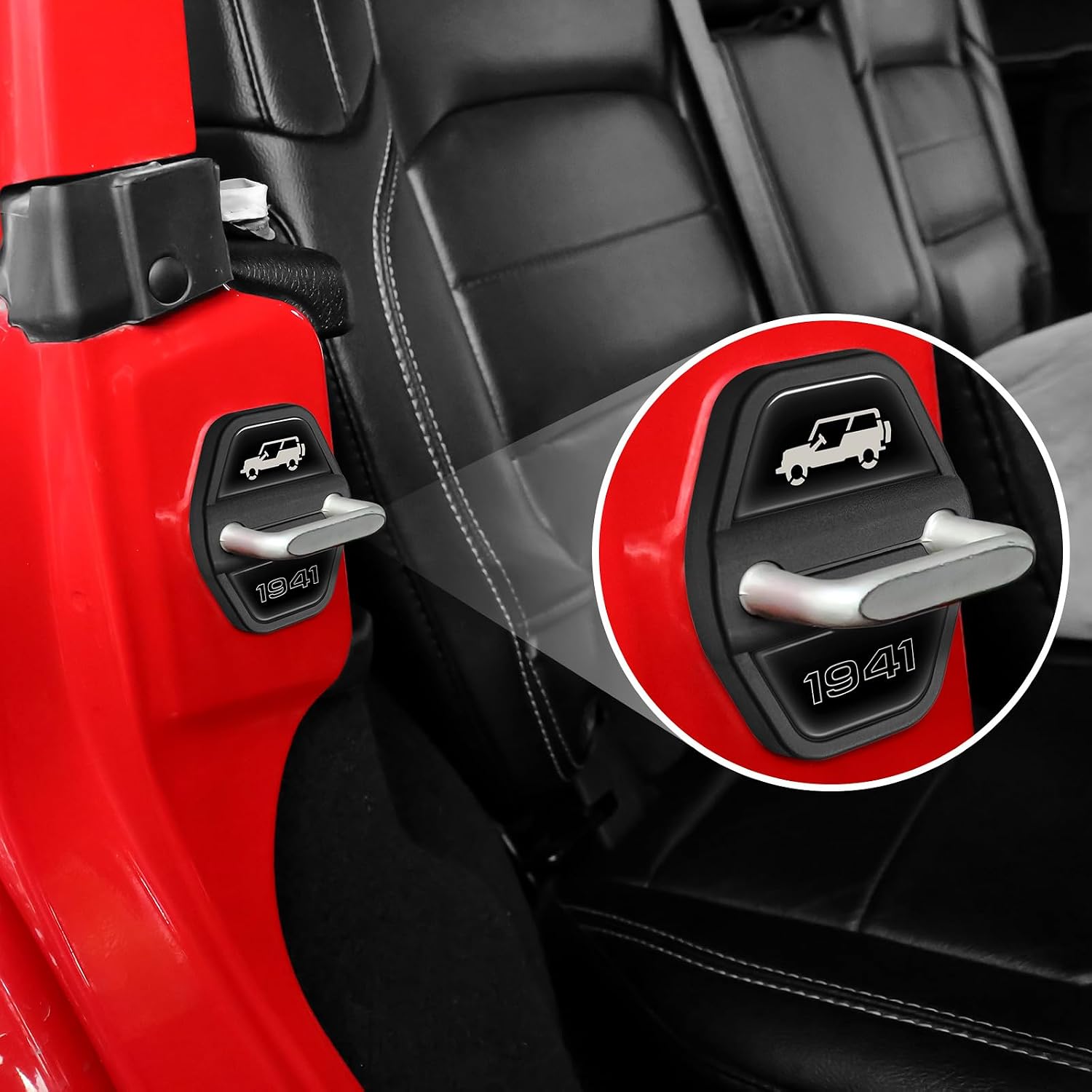 6PCS ABS Door Lock Cover for Jeep Wrangler JL JLU 2018-2025 4XE Unlimited Sahara Sports Rubicon Gladiator JT Door Latch Lock Trim Cover Car Interior Decoration Parts Accessories (ABS Black)
