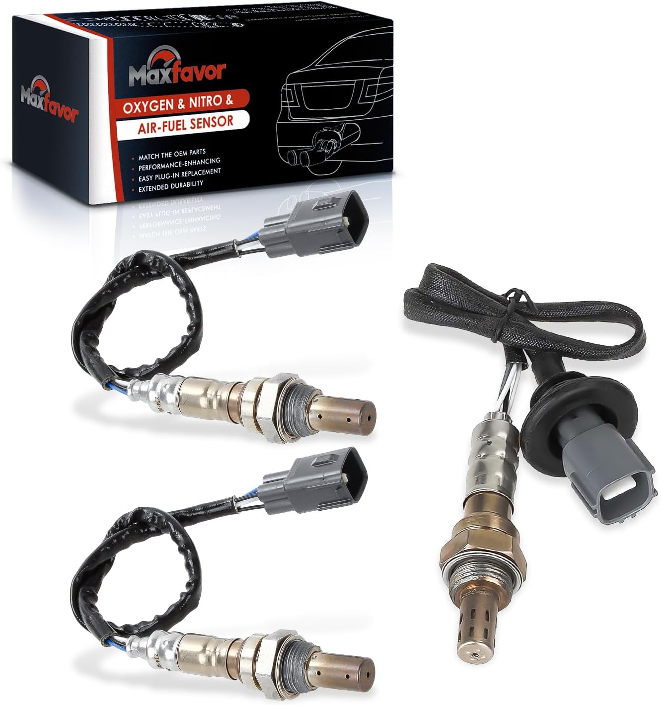 MAXFAVOR 3Pcs Air Fuel Ratio Oxygen Sensor O2 Sensor Replacment for 2000 2001 2002 2003 2004 Toyota Avalon 3.0L 234-9021 x2 234-4061 x1 02 Sensor