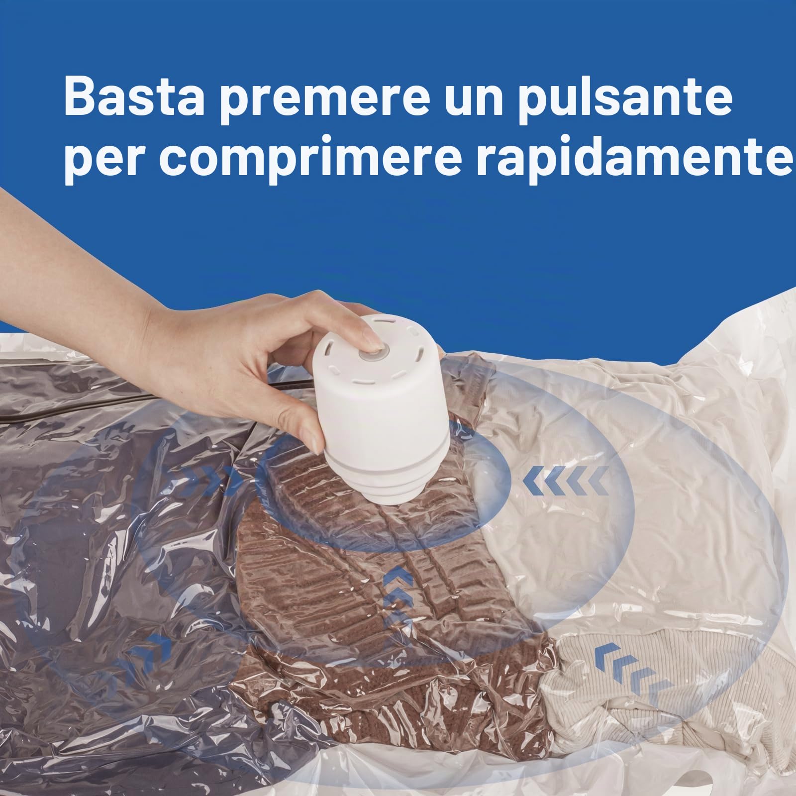 Sacchetti Sottovuoto Vestiti con Pompa Elettrica, Confezione da 8 (4 grandi, 2 medi, 2 piccoli), Buste Sottovuoto Vestiti per Coperte, Piumino, Cuscini, Trapunte, Viaggi, Traslochi