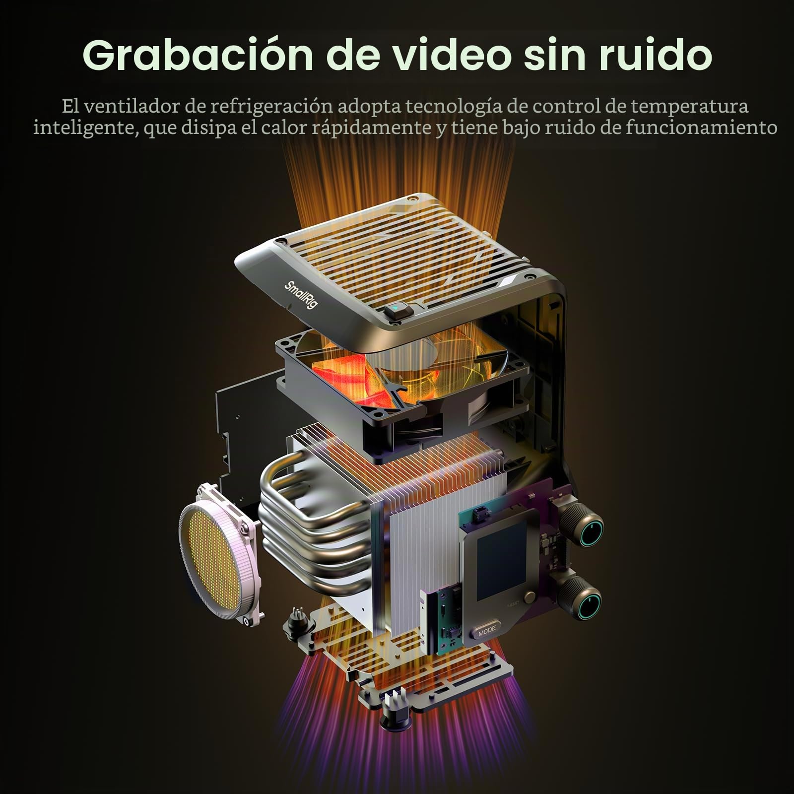 SMALLRIG RC 220B Pro Luz de Video COB de 220 W, Luz de Video Bicolor de 2700 K a 6500 K, Luz con Montura Bowens CRI 95+, Compatible con 3 Métodos de Suministro de Energía - 4621