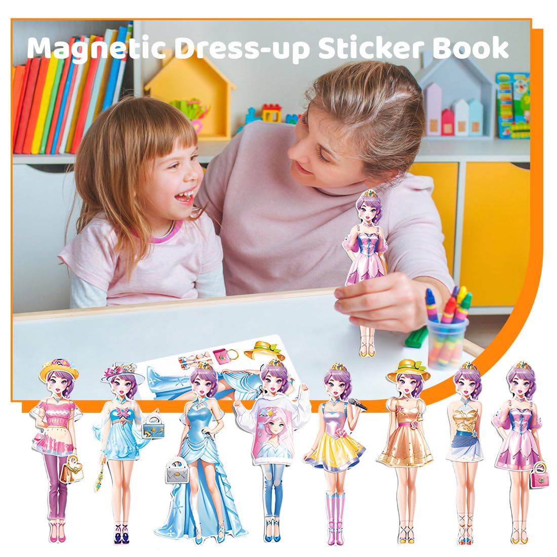 Muñecas de Vestir Magnéticas Muñeca de Papel de Vestir de Princesa Juguete de Juego de Viaje de Simulación y Juego Muñeca de Portátil para Vestir Princesas Regalo para Niña (Joy)