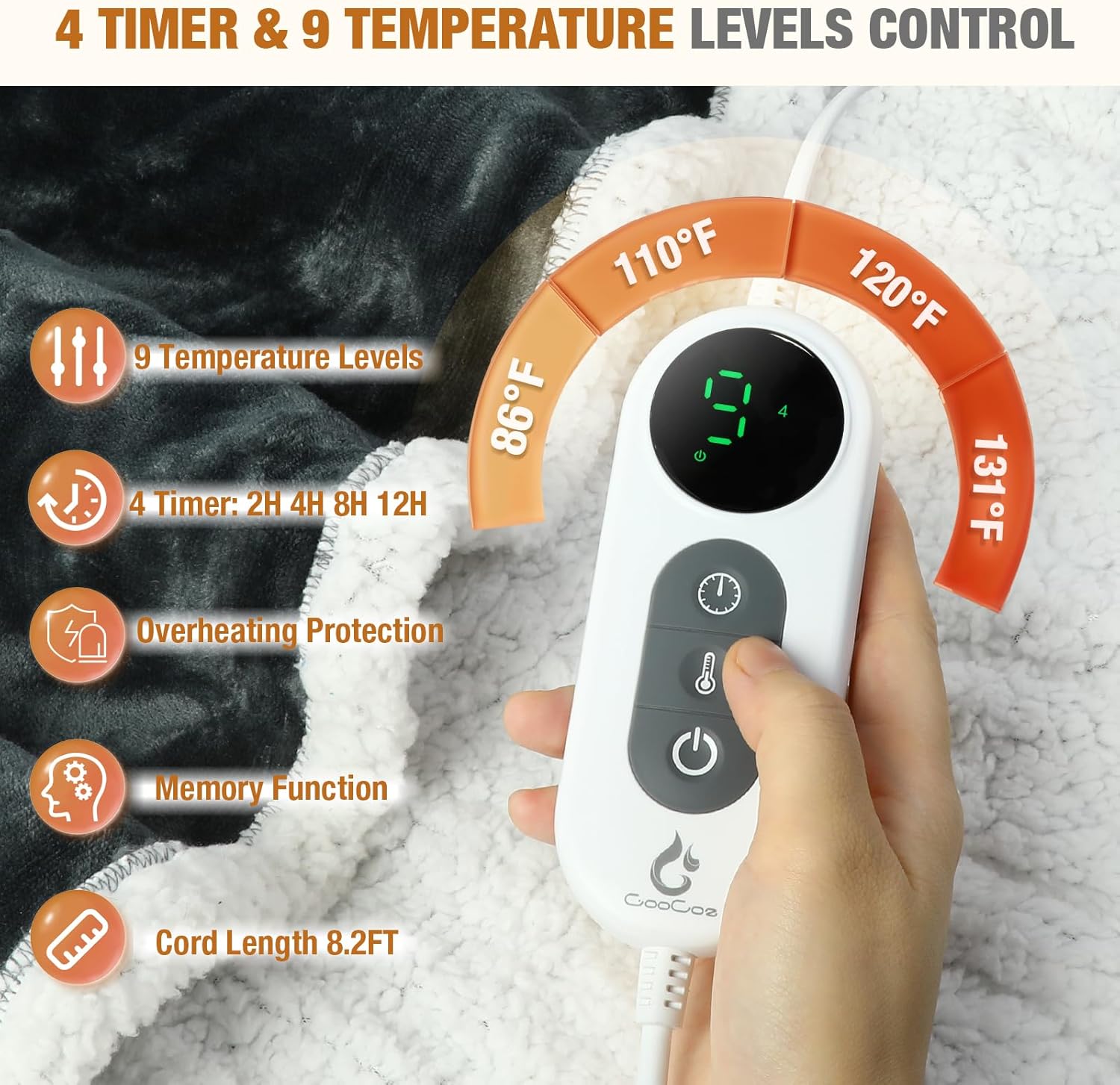 Wearable Heated Blankets, Electric Snuggle Blanket with Foot Pockets, Sleeves, Hood, Waist Belt, 50"x70" Electric Heating Throw Blanket Wearable Heated Robe - Image 3