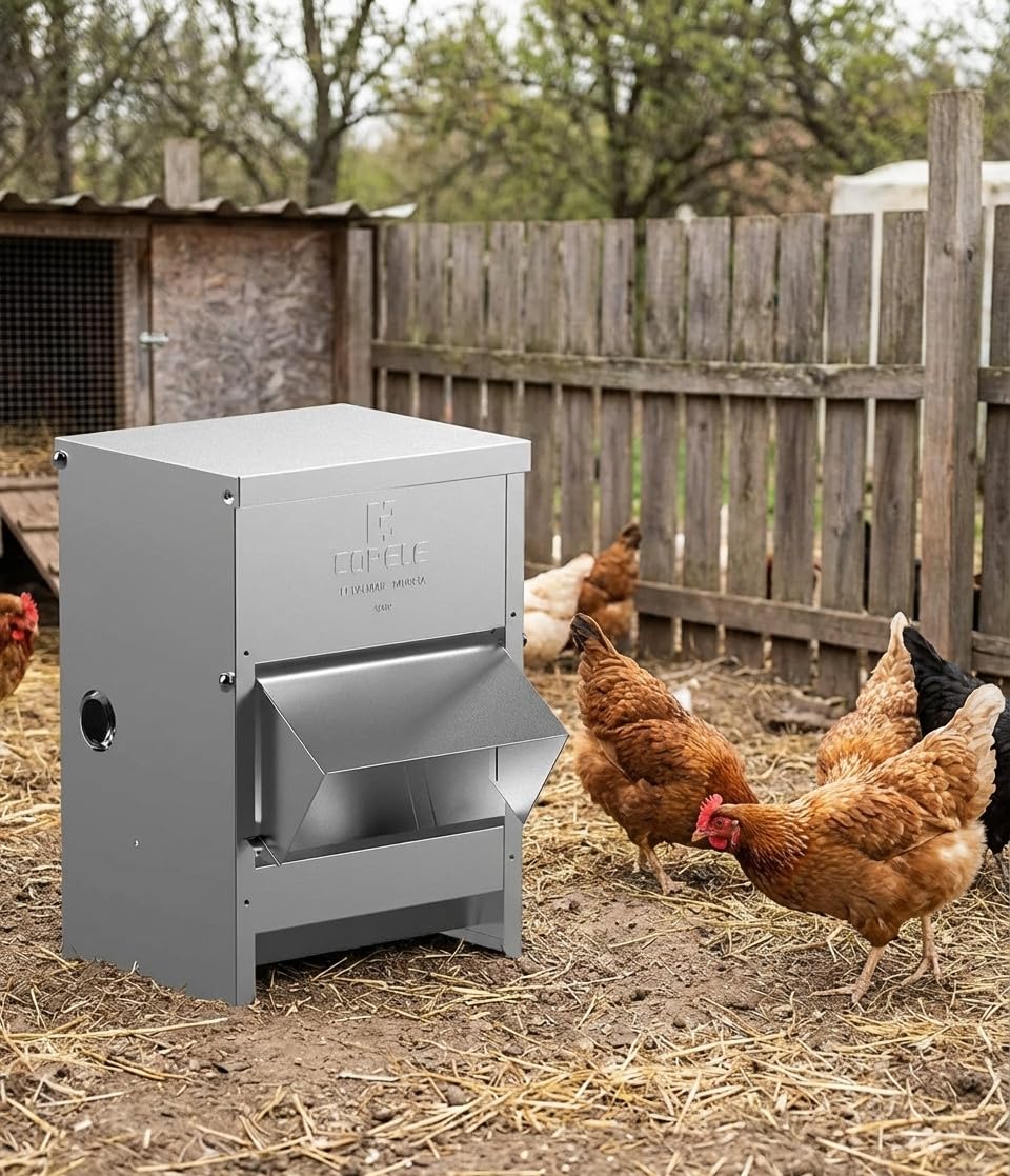 Mangiatoia galline tramoggia esterna con visiera 12 kg, 24x20x50 cm