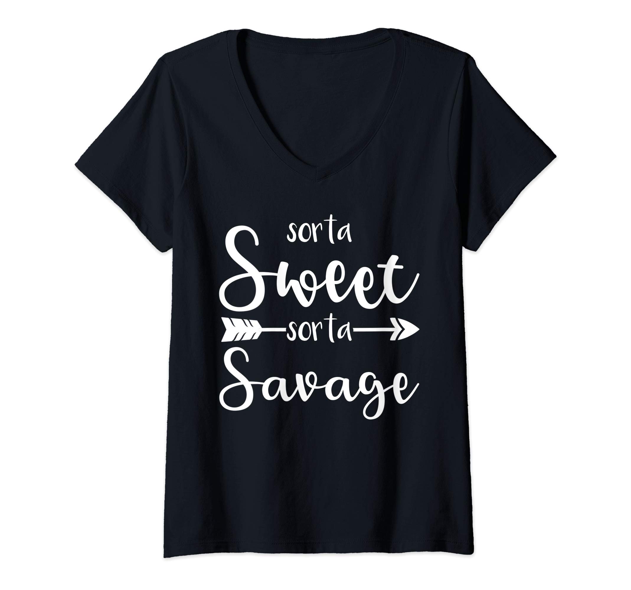 Womens Sorta Sweet Sorta Savage V-Neck T-Shirt