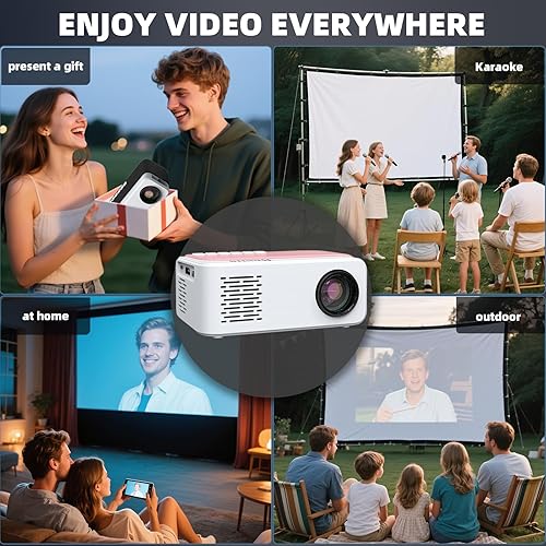 Miniatura 4 de Mini proyector, proyector de video WiFi HD 1080P, proyector portátil para exteriores con trípode, regalo para niños, cine en casa, proyector de