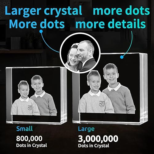 Miniatura 5 de Marco de cristal grabado con fotos cuadradas 3D, regalos personalizados en 3D para tus seres queridos, regalos únicos para bodas, compromisos,