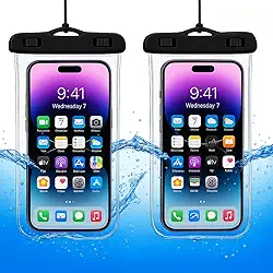 Kit com 2 capas impermeáveis, a Prova D'Água para celular, iphone, até 6.5", com alça universal, Proteção IPX8, Ideal para Praia Trilhas Piscina Viagens (Cores Sortidas) – Qualidade Premium LNSTORE