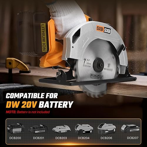 Miniatura 7 de SXBSXB Sierra circular para batería Dw 20V Max, hoja de 7-14 pulgadas, 8000 RPM, kit de sierra circular inalámbrica sin escobillas para cortar