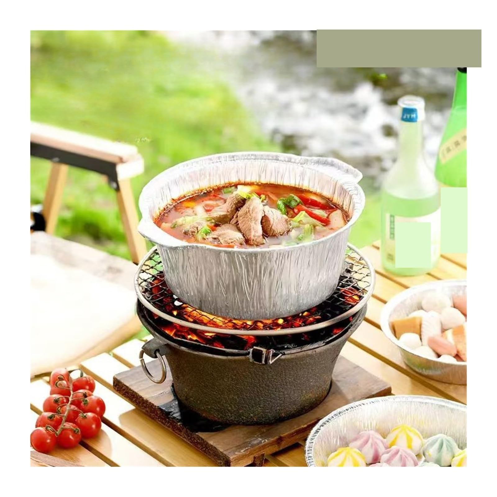 10 set di pentole usa e getta in foglio alluminio con coperchi Per Cucina | Teglie da forno all'aperto Contenitori for alimenti Torrefazione Conservazione della cottura