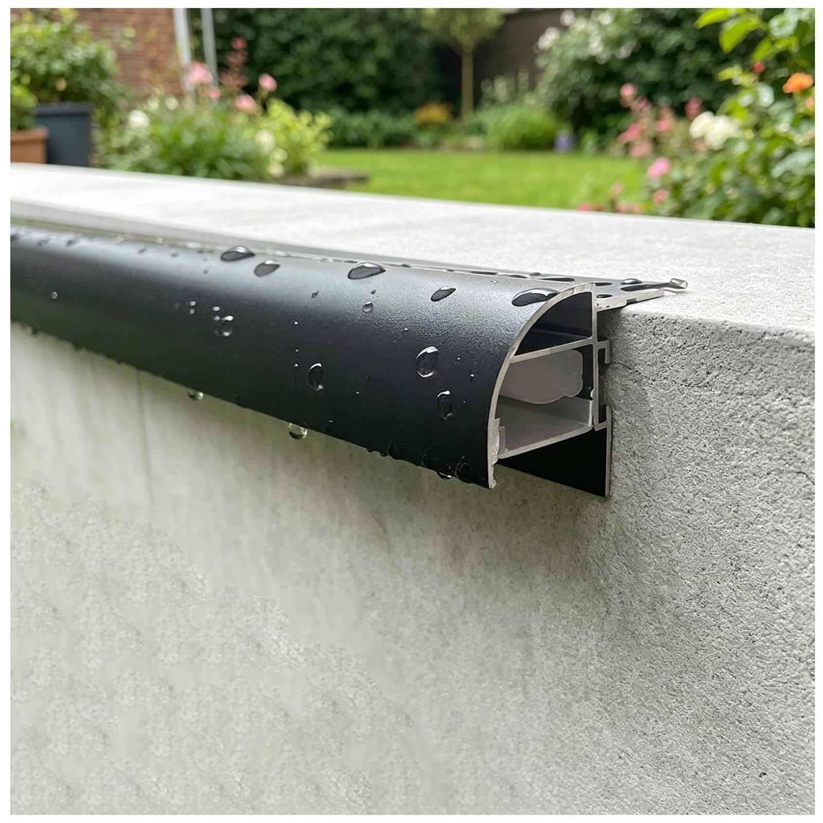 Perfil de aluminio anticorrosión con canal LED negro de 965mm para proteger alféizar y techos