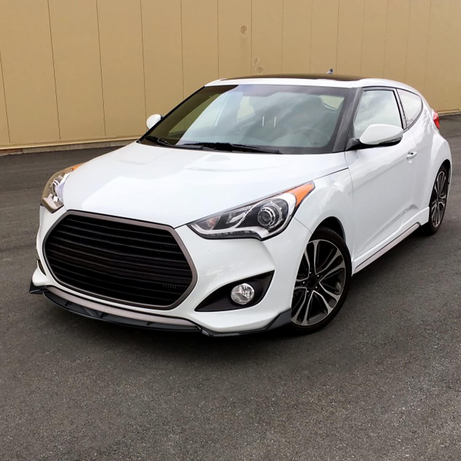 Spec-D Tuning Glossy Black Front Bumper Lip Spoiler Splitter Compatible with 2013-2017 Hyundai Veloster Turbo