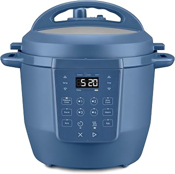 6 Qt Pressure Cooker, 7-in-1 Programmable Multi- Cooker; Non-Stick Ceramic Inner Pot, Dishwasher-Safe, Quick Steam Release, Safety Lock, Meal Prep Blue