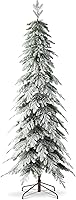 Vista 150 de Glitzhome Prelit Christmas Tree, 6ft Flocked Artificial Christmas Tree Serene Snowscape Fir with 300 Warm White Lights for Home, Office, Party