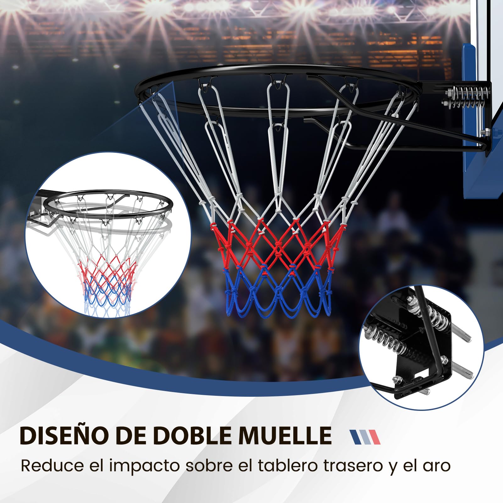 COSTWAY Aro de Baloncesto de 45 CM, en Pared con Doble Resorte, 12 Lazos, Reemplazo de Aro de Baloncesto para Interior y Exterior para Niños y Adultos
