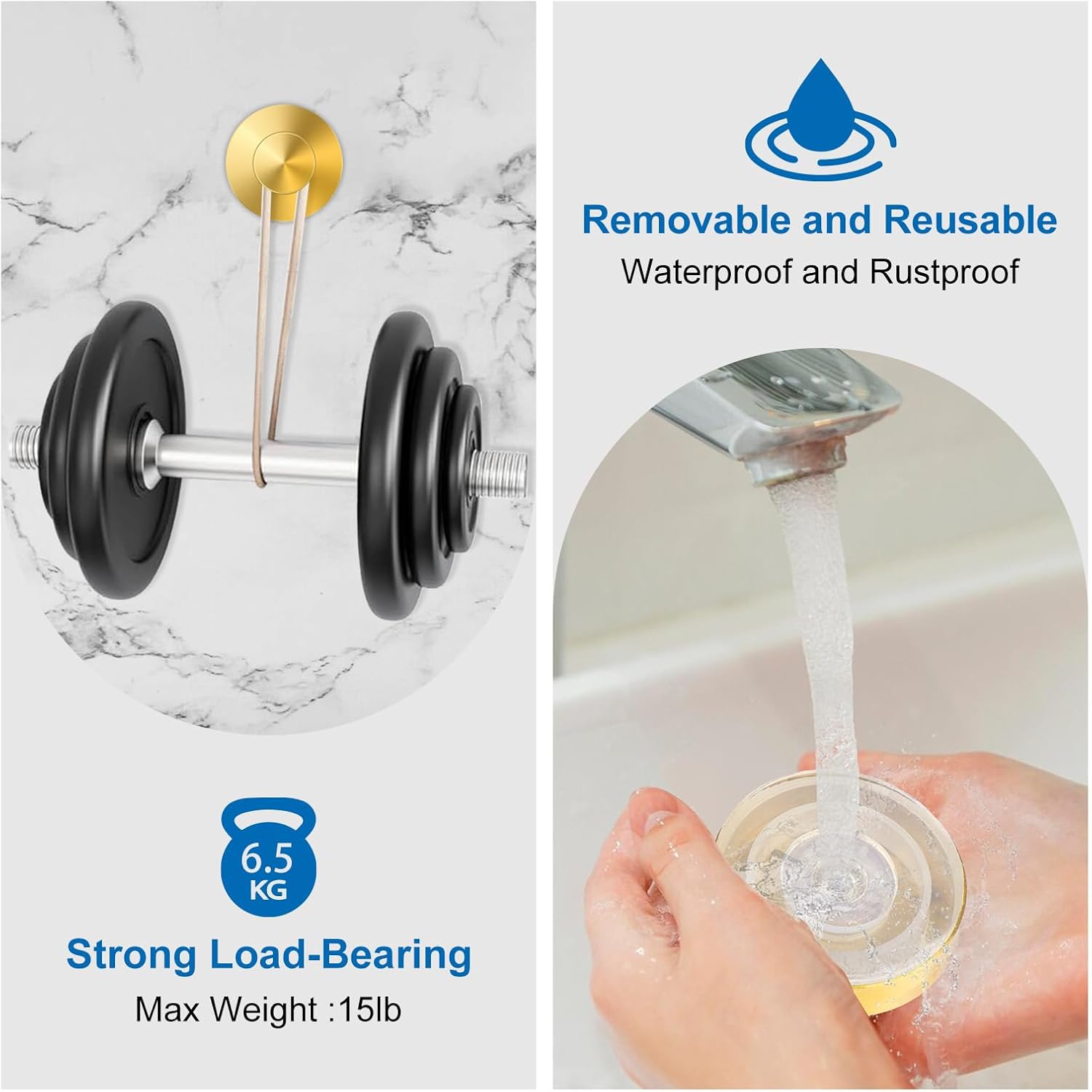 Suction Cup Hooks for Shower Towels Robes, Heavy Duty Wreaths Hangers Hooks Stainless Steel, No Drill on Smooth Wall,Glass,Mirror, Tile in Bedroom Kitchen to Hang Swimsuit Washcloths (4, Gold)
