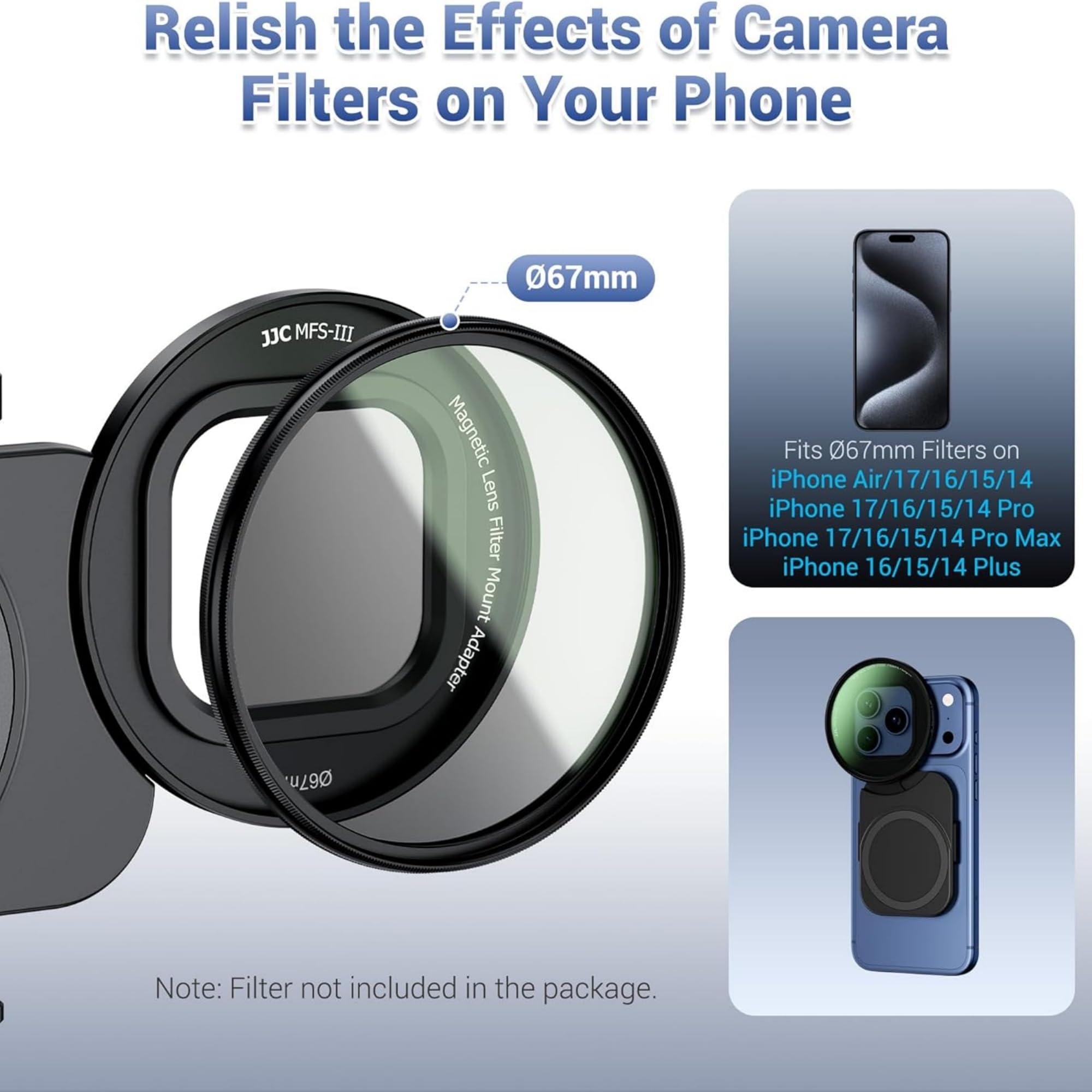 67mm Adapter filtra obiektywu telefonu do iPhone 17 16 15 14 Pro Pro Max Plu