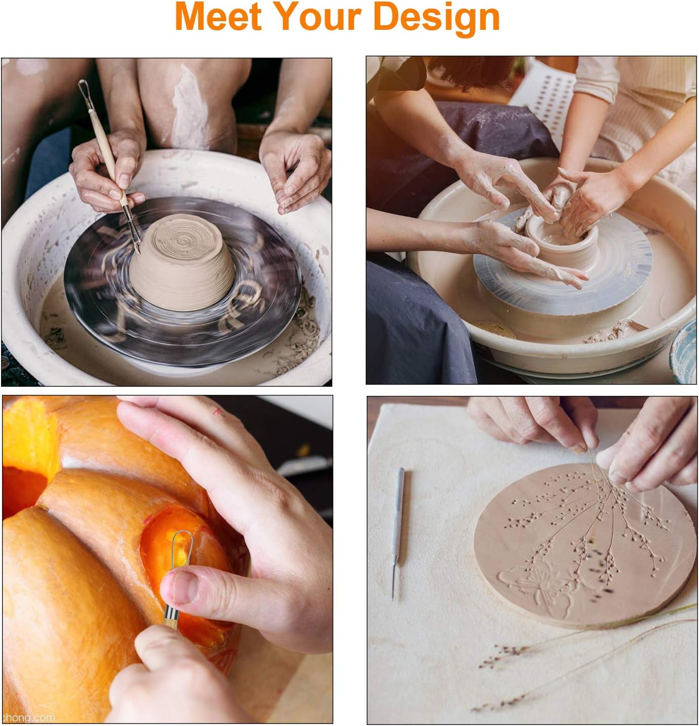 2 Packs of Pottery & Polymer Clay Tools Set, 8 Pcs Each, The Most Essential Ceramic Clay Tools, for Beginner Level（16 Pcs）