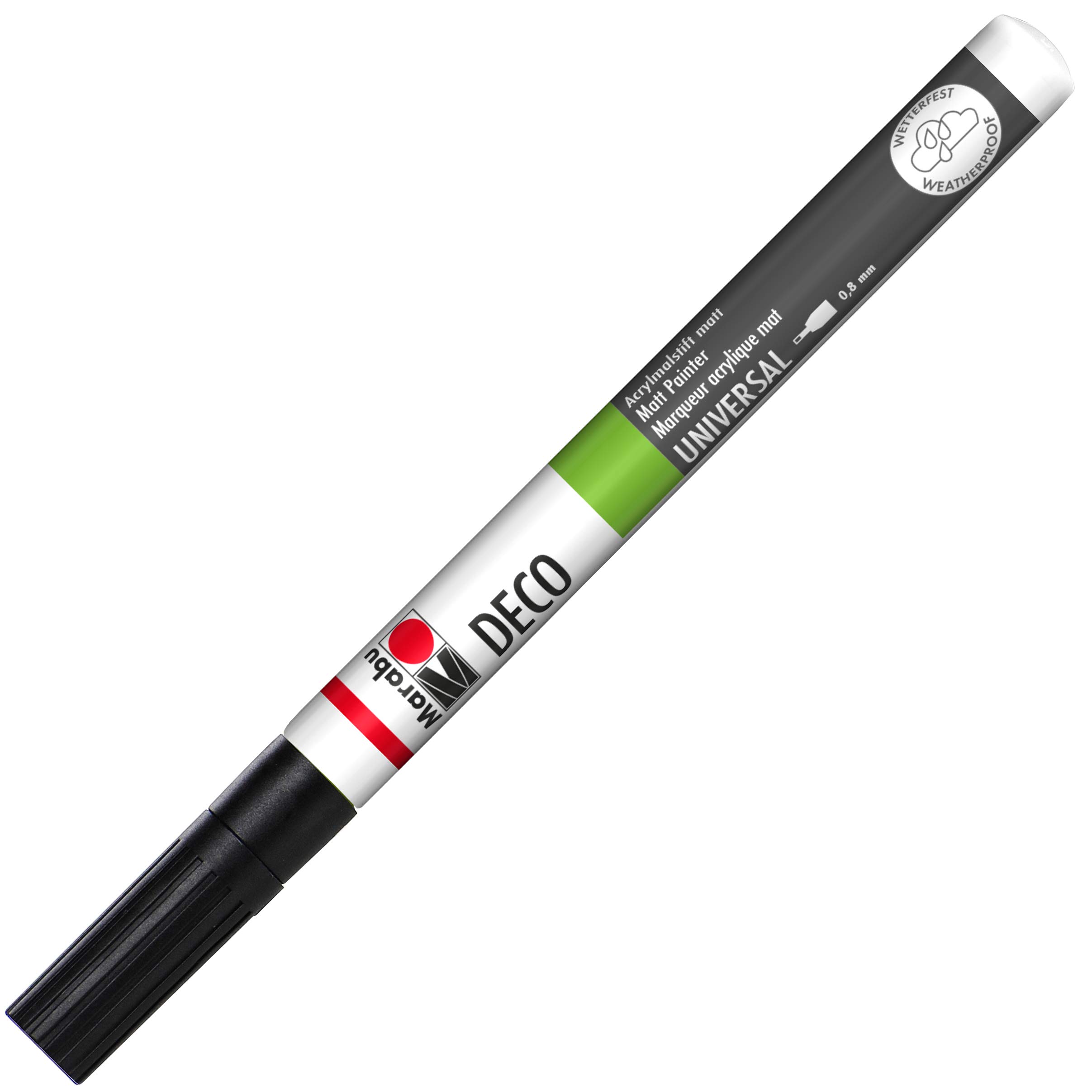 Marabu 01220011073 Deco Painter, Black 073, Line Width Approx. 0.8 mm, Matte Acrylic Paint Pen, Water-Based, Very Good Coverage, Quick Drying, Non-fading, Weatherproof, for Many Surfaces