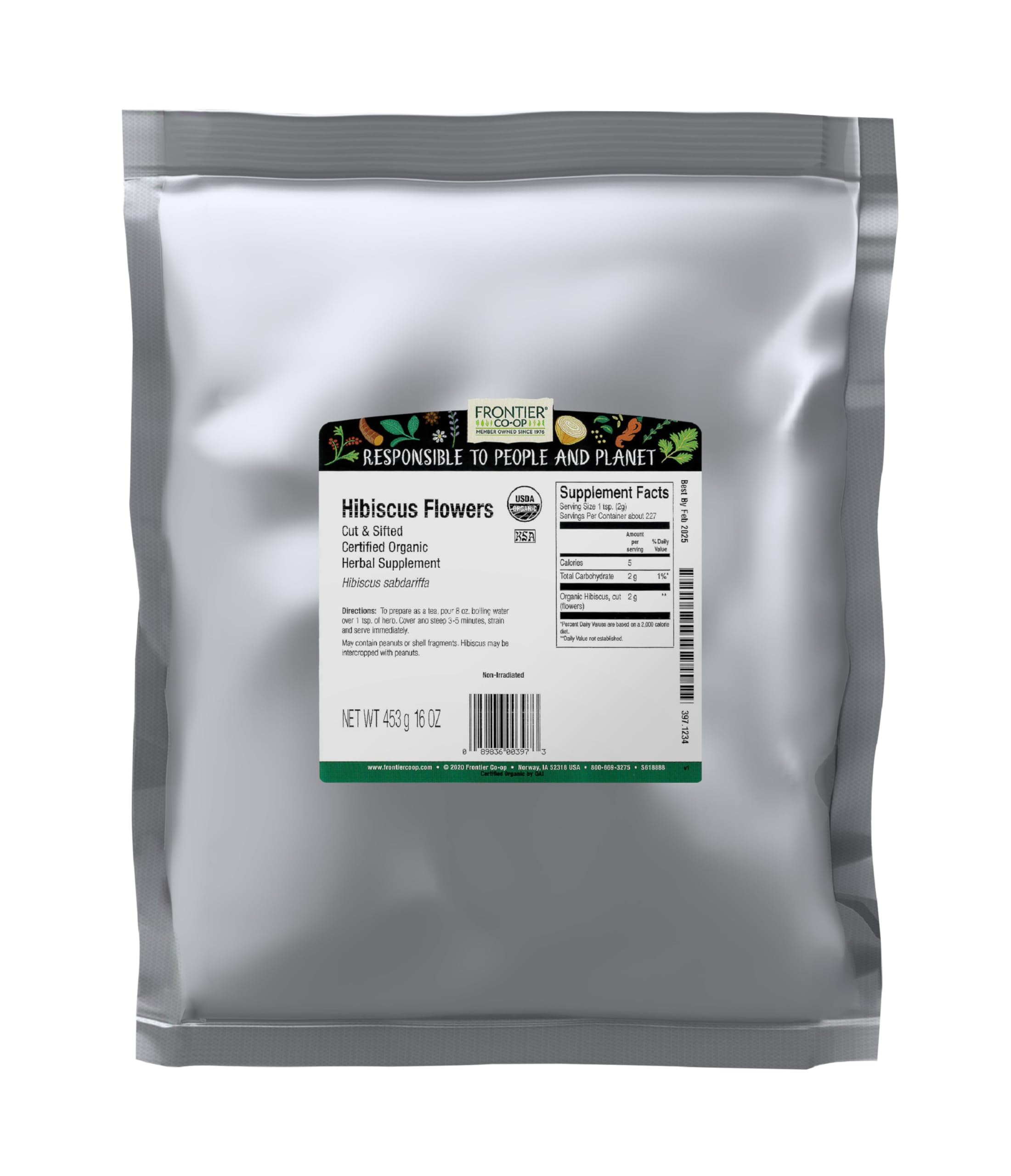 Frontier Natural Products - Hibiscus Flower Cut & Organic Sieve - 1 lb