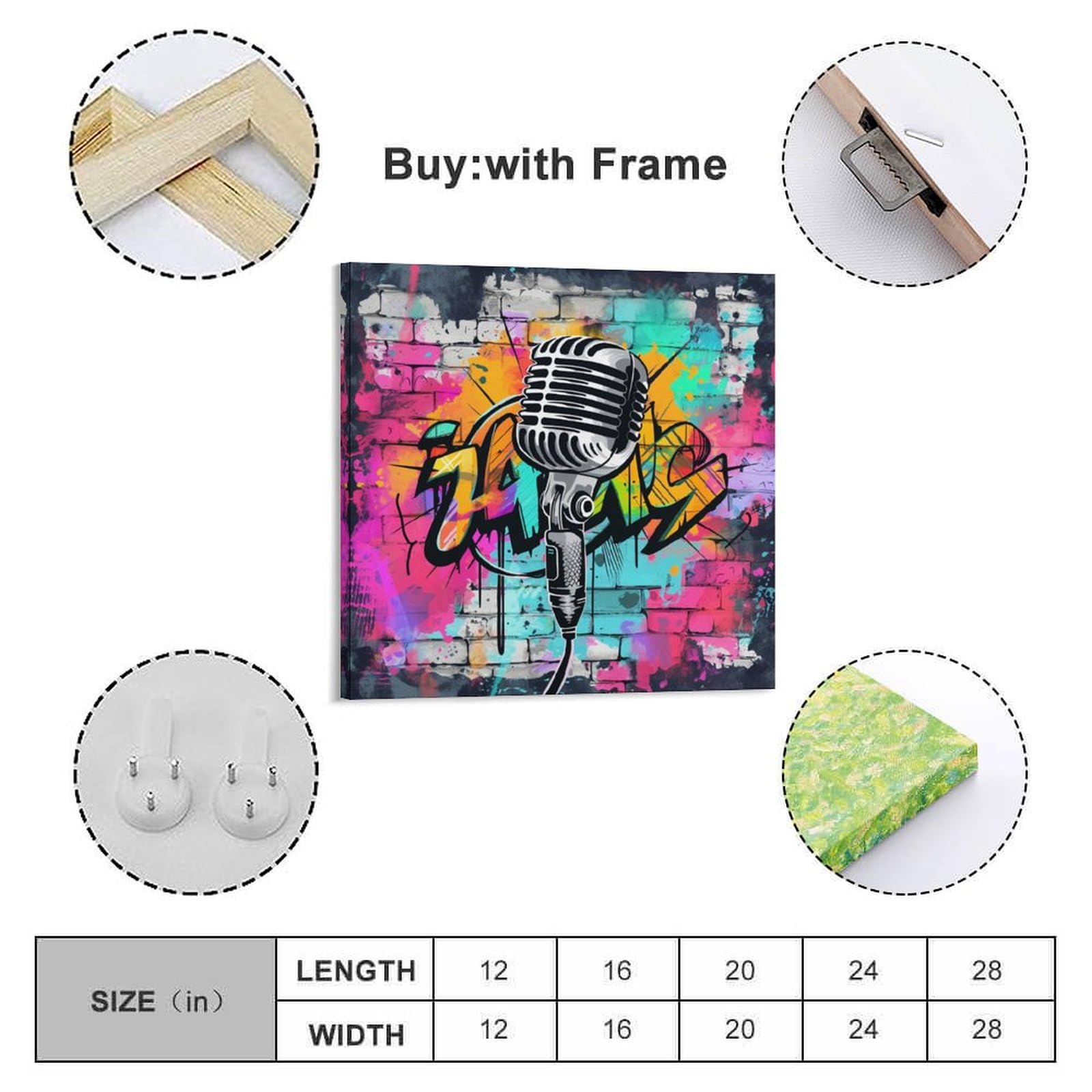 Amazon.com: Vendhui Microphone Graffiti Canvas Poster Colorful