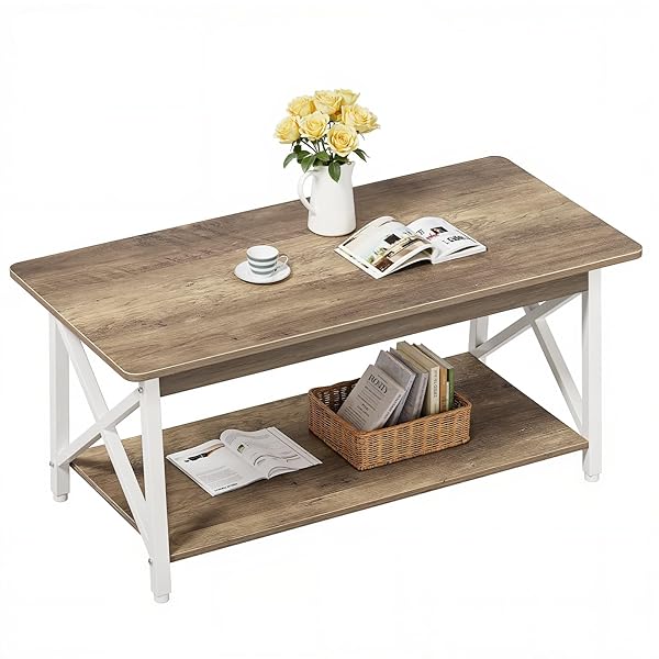Two-Tier Gray Wash Farmhouse Table