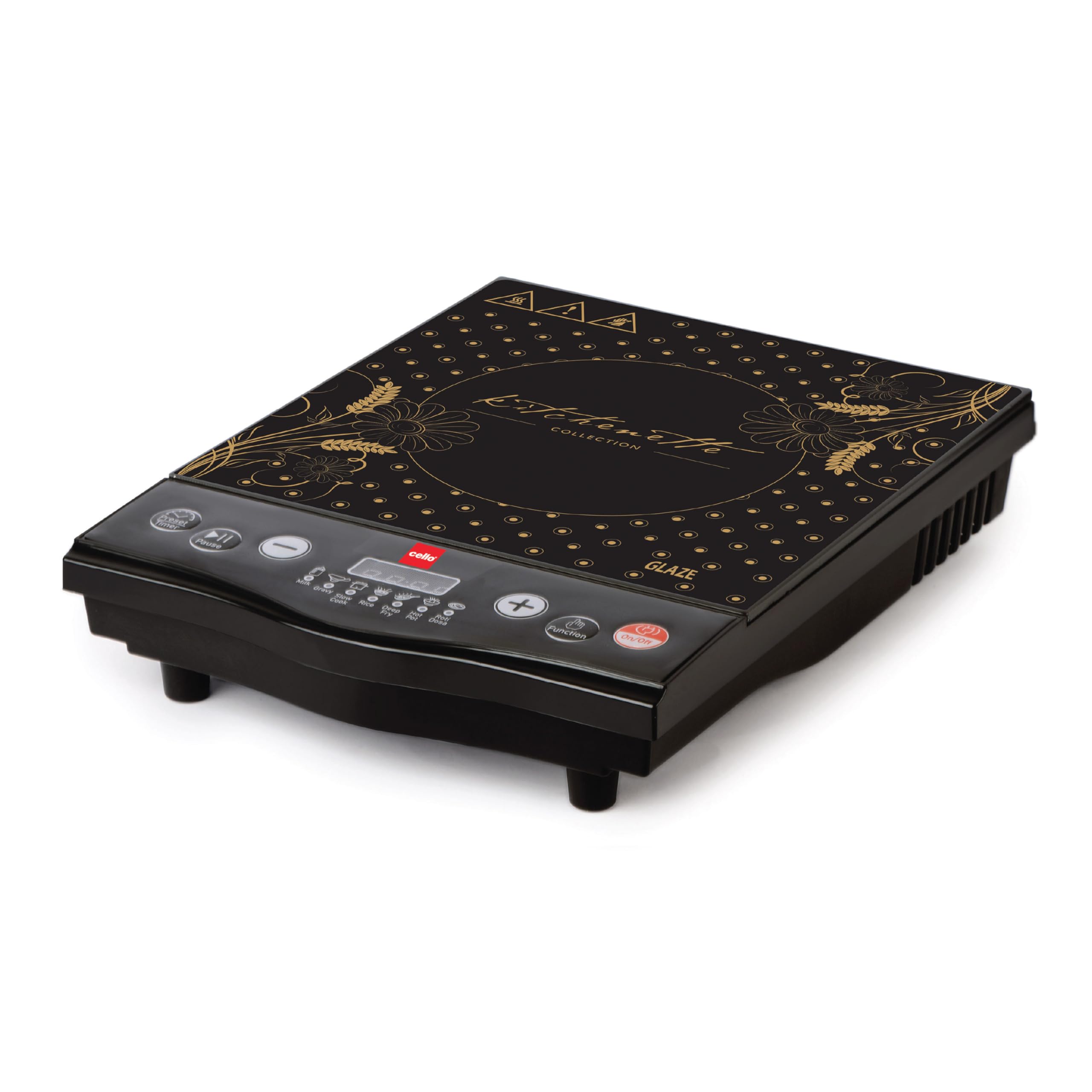 Cello Induction Cooker Blazing Glaze | 1600 Watt Induction Cooktop | Power On/Off Push Button | Compact and Portable | Multi-Purpose Use | Non-Fire Cooking Technology | Black-image-13