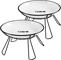 Vista 1 de Cuencos para gatos, cuenco elevado, plato de cerámica elevado con soporte de metal, estación de alimentación de agua o comida para mascotas