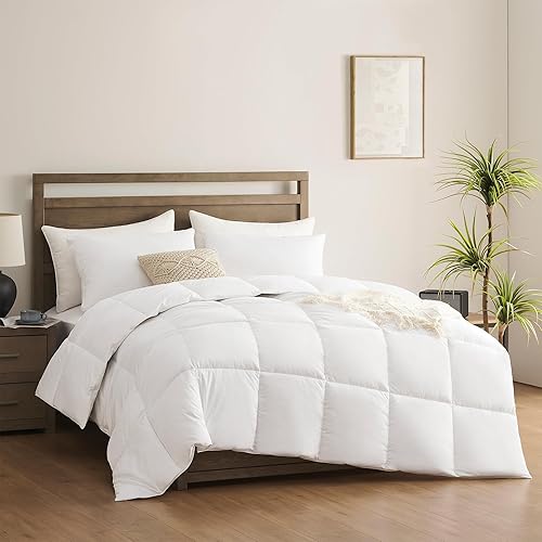 ACCURATEX 100% Cotton Comforter Twin Duvet Insert,400GSM Thick Fluffy Down Alternative Comforter,Breathable Soft White Hotel Bed Duvet Insert with Corner Tabs (68''x88'')