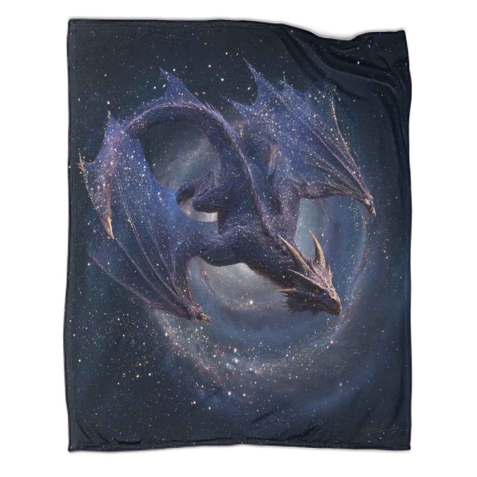 kaiyun Cosmic Dragons Soar through Space, Amidst Rotating Galaxies Throws,Soft And Warm Printed Flannel for Bed And Sofa 50x60inch(127x152cm)
