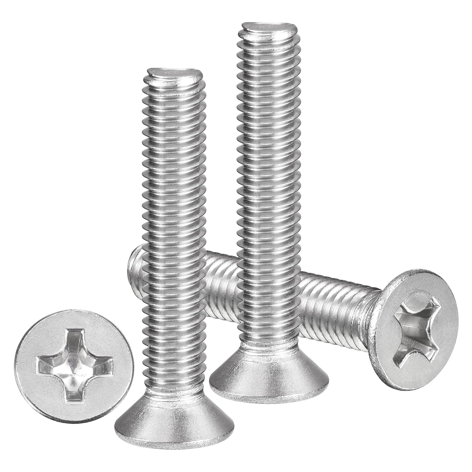 METALLIXITY Phillips Flat Head Machine Screws Bolts (M6-1x35) 30Pcs, Stainless Steel 304 Countersunk Cross Screws - for Household Indoor Maintenance Installment DIY, Silver