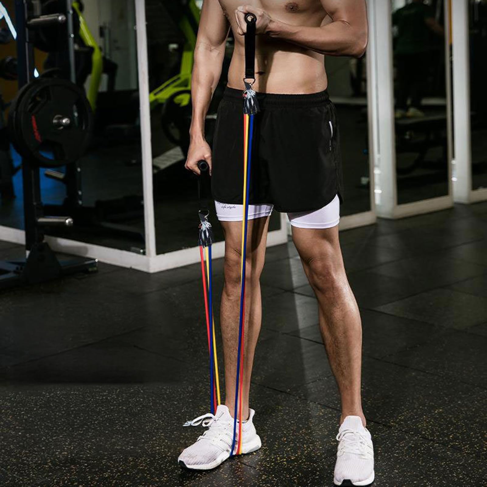 Set di 11 fasce di resistenza elastiche con manici, per allenamento a casa, palestra, fino a 45,4 kg, per fisioterapia e allenamento della forza