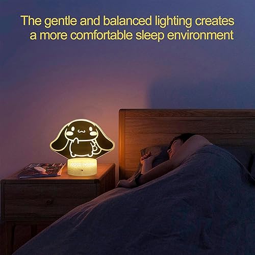 Miniatura 2 de Cinnamoroll Stuff, luz nocturna Kawaii, linda luz de ilusión 3D para niños, regalos de Navidad para niños y niñas, luz LED de anime, cambio de 7