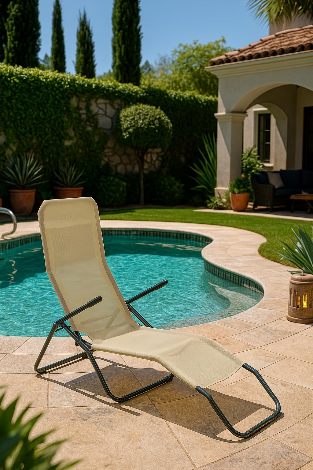 Linea Garden Friend Garden S1621010, Friend Sdraio Formentera Basculante in Acciaio e textilene 450 gr/m² Colore Beige