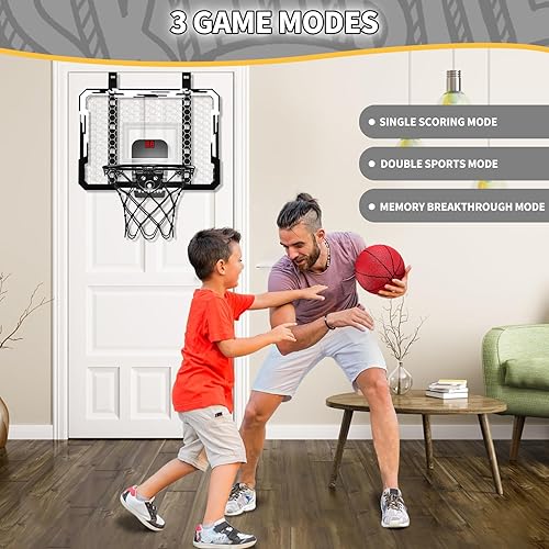 Miniatura 41 de QDRAGON Aro de baloncesto para interiores para niños, mini aros de baloncesto sobre la puerta con 7 luces LED, juguetes de baloncesto, regalos