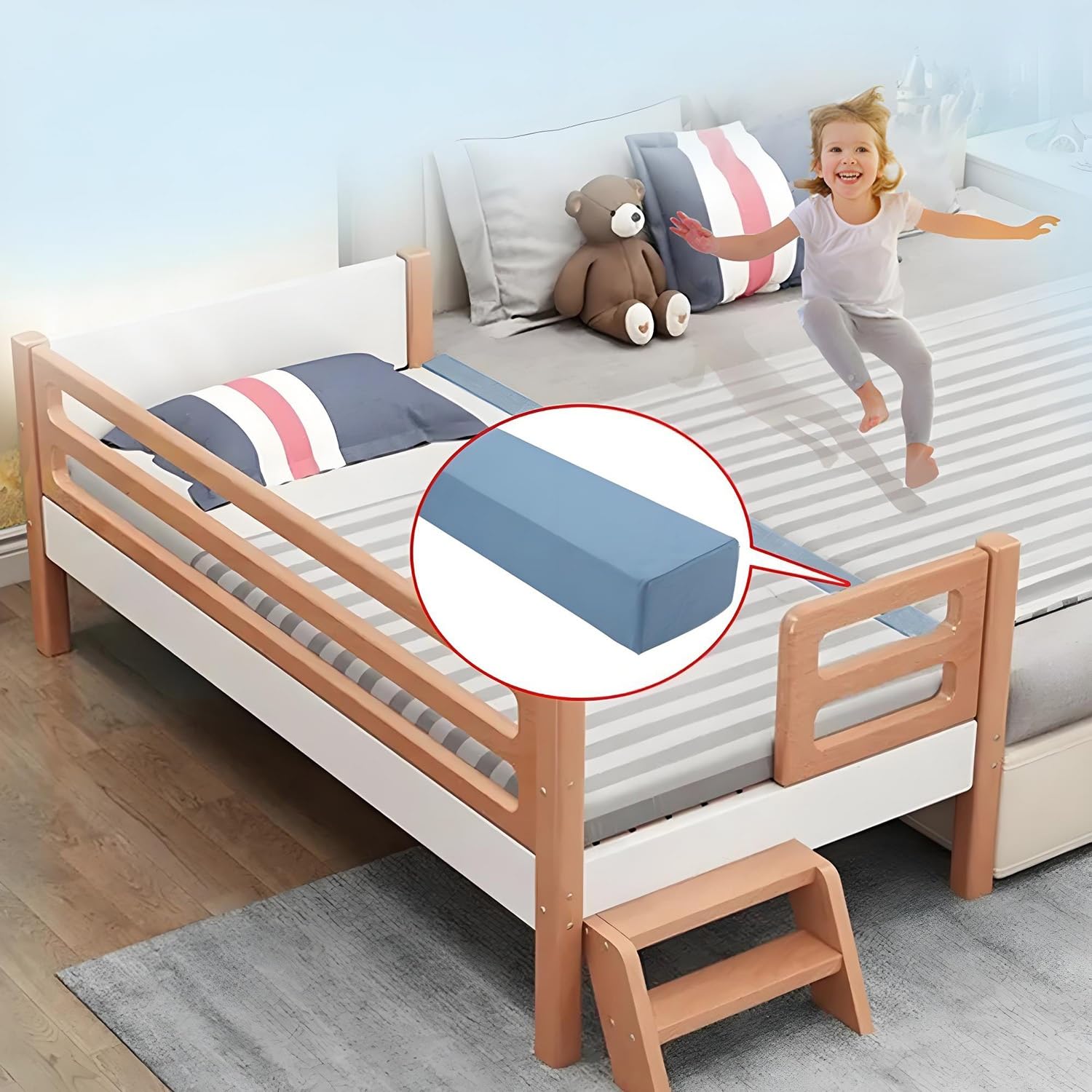 Alargador De Colchón, Rellenador De Huecos For Cama, Almohada Entre Cabecero Y Colchón O Pared, Espuma De Alta Densidad con Funda Extraíble(Color7,150x5x30cm)