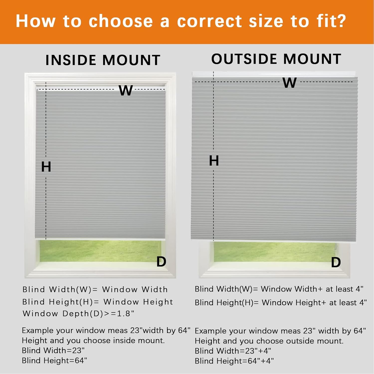 Persilux Custom Size Cellular Shades Cordless Blackout Roller Shades Bottom up Pleated Window Blinds Thermal Insulated Honeycomb Blinds for Windows, Home and Office Dark Grey